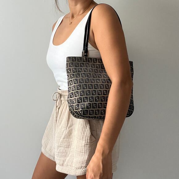 Fendi Zucchino Canvas and Leather Tote Bag - Picture 12 of 13